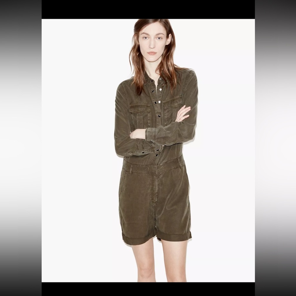 THE KOOPLES KHAKI combination JUMPSUIT SHORTS romper Olive MILITARY sz M
